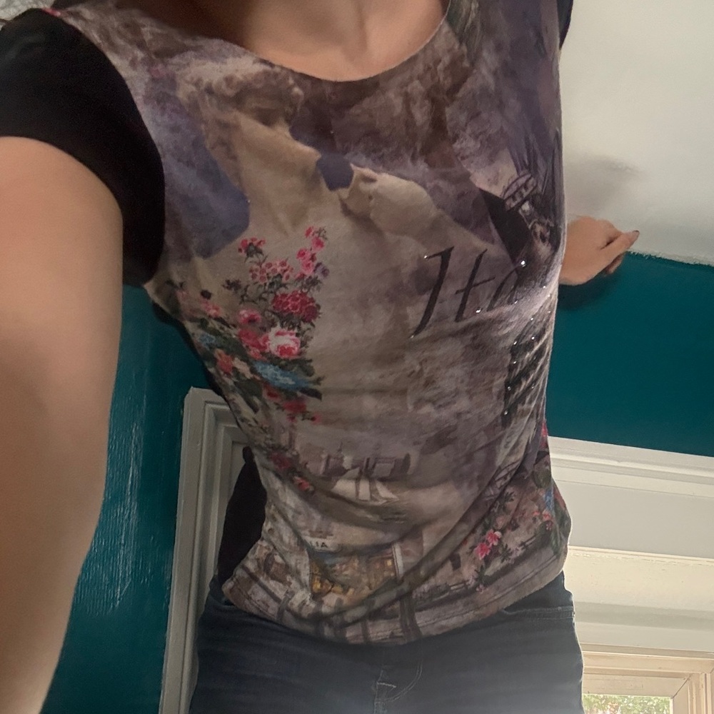 Printed Floral Graphic Women's Tee in Multicolor